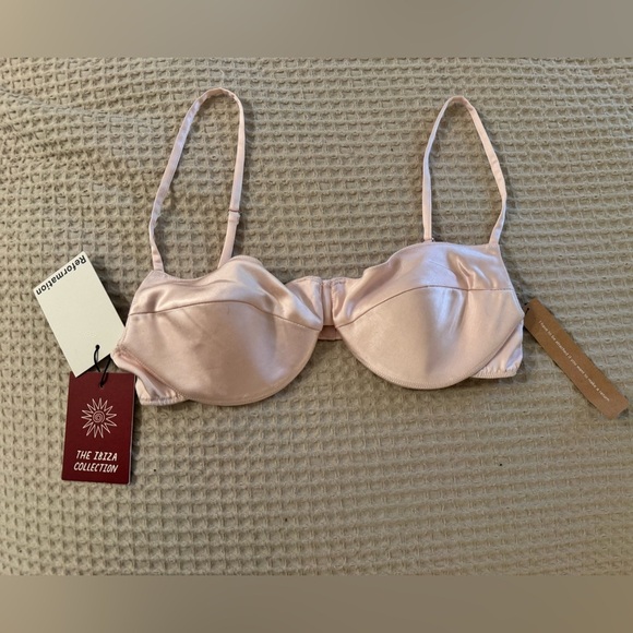 NEW Reformation Antonia Bra Padded Satin Pink Ibiza Collection Size 6 NWT - Picture 4 of 11